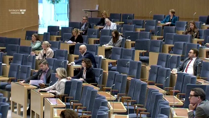 Stillbild från debatten i kammaren
