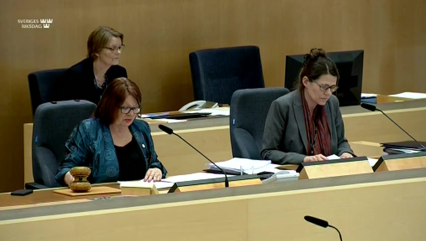 Stillbild från debatten i kammaren