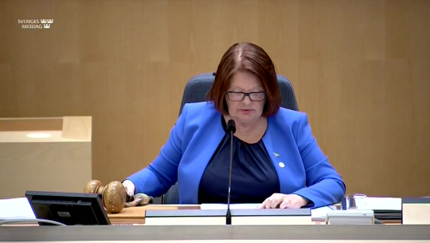 Stillbild från debatten i kammaren