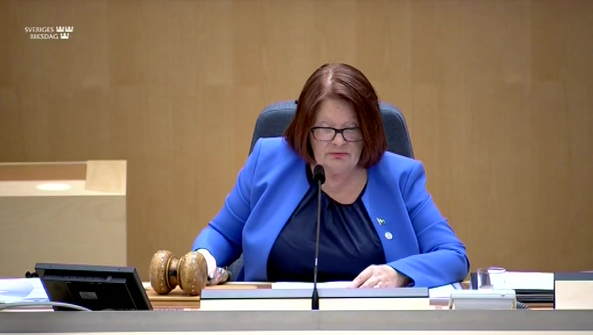 Stillbild från debatten i kammaren