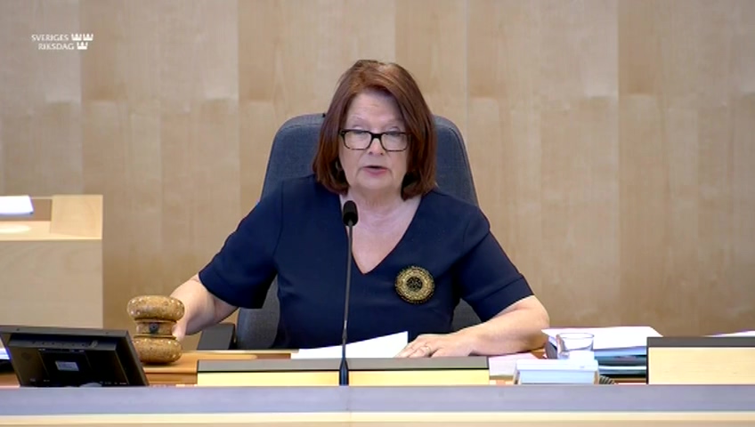 Stillbild från debatten i kammaren