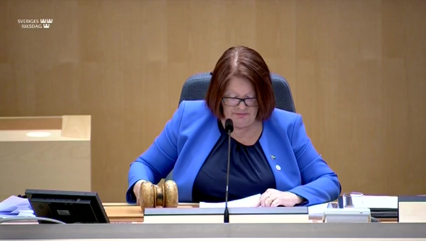 Stillbild från debatten i kammaren