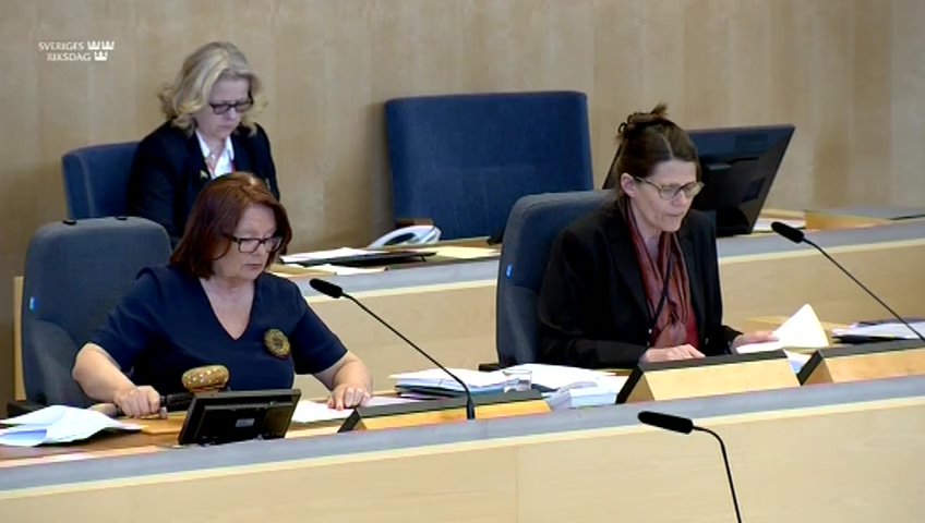 Stillbild från debatten i kammaren