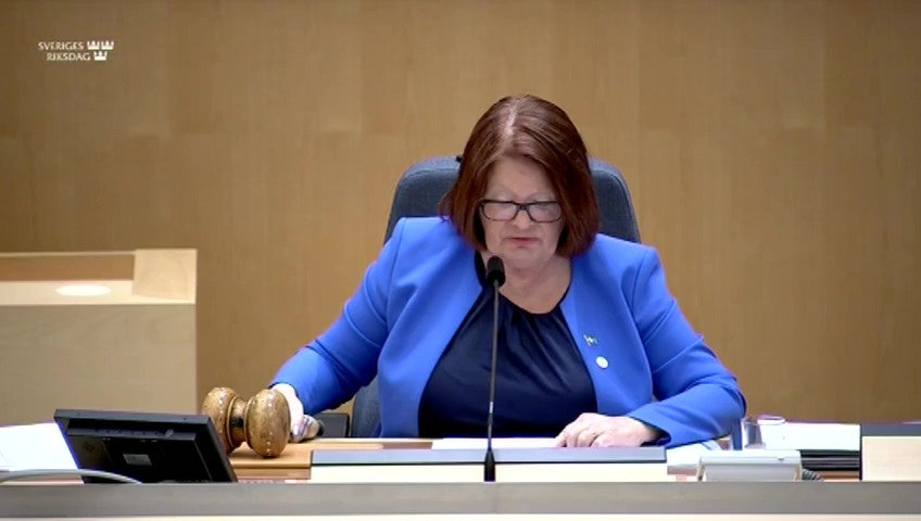 Stillbild från debatten i kammaren