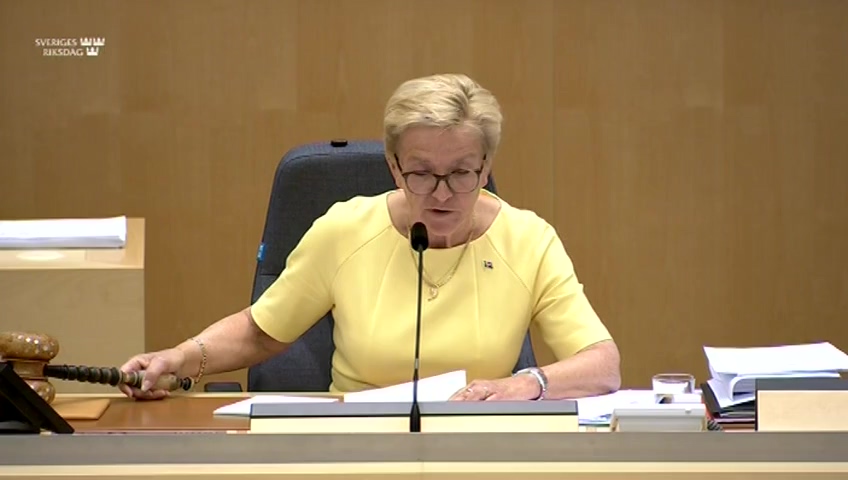 Stillbild från debatten i kammaren