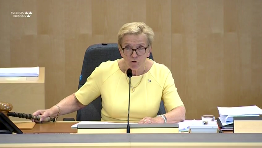 Stillbild från debatten i kammaren