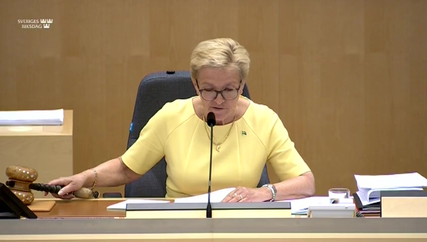 Stillbild från debatten i kammaren