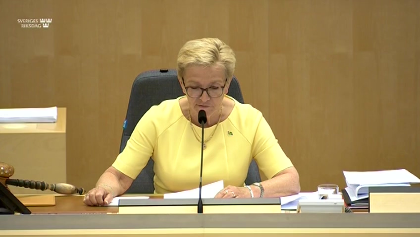 Stillbild från debatten i kammaren