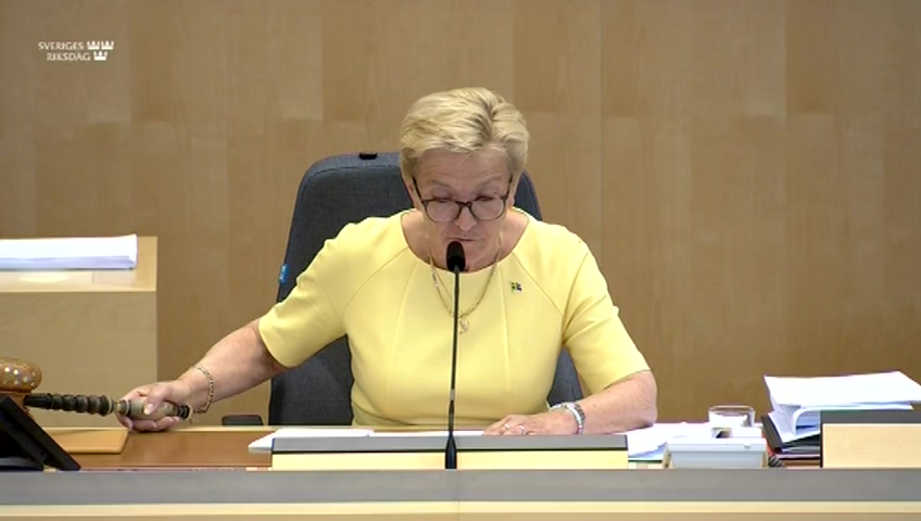Stillbild från debatten i kammaren