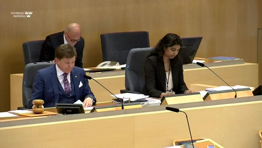 Stillbild från debatten i kammaren