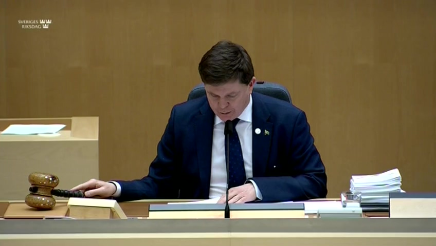 Stillbild från debatten i kammaren