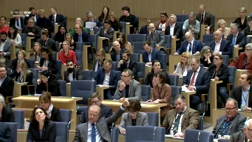 Stillbild från debatten i kammaren