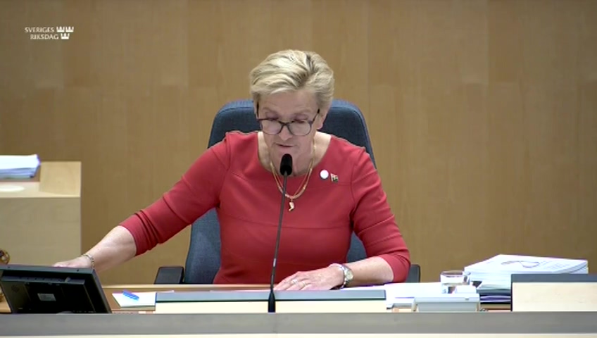 Stillbild från debatten i kammaren