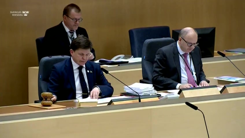 Stillbild från debatten i kammaren
