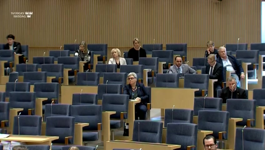 Stillbild från debatten i kammaren