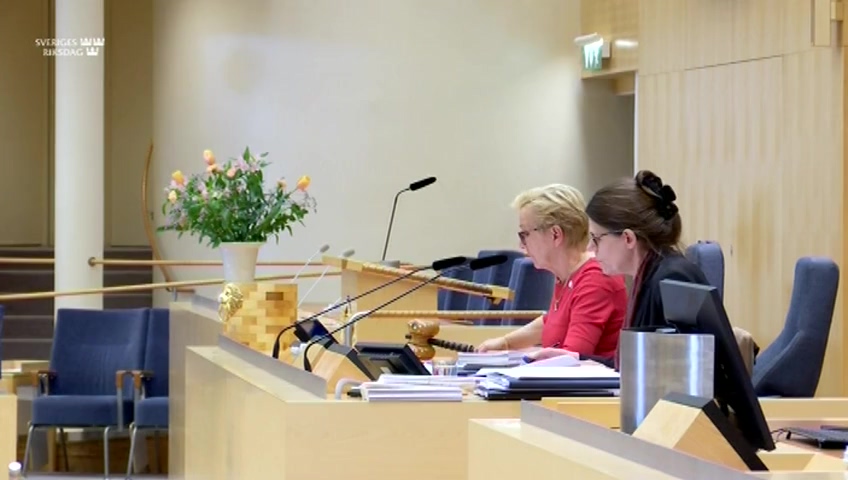 Stillbild från debatten i kammaren