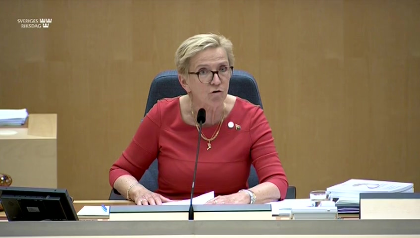 Stillbild från debatten i kammaren