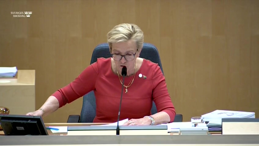 Stillbild från debatten i kammaren