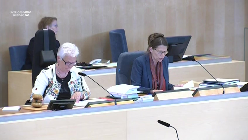 Stillbild från debatten i kammaren