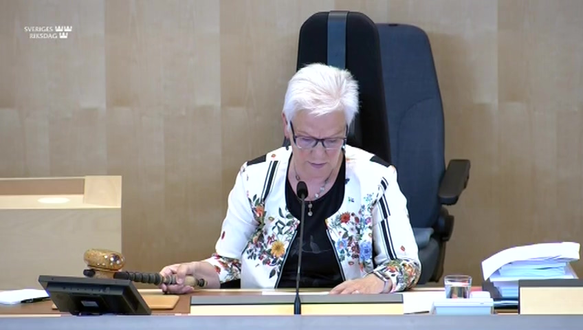 Stillbild från debatten i kammaren