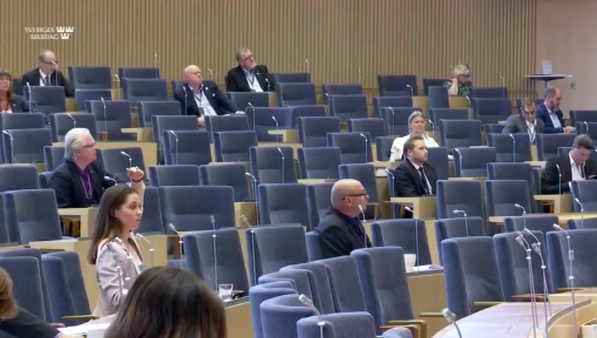 Stillbild från debatten i kammaren