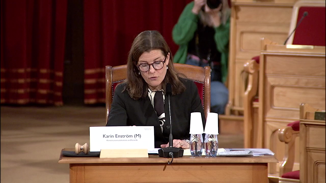 Stillbild från Öppen utfrågning: KU-utfrågning med statsminister Magdalena Andersson (S)