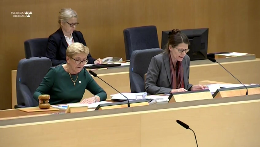 Stillbild från debatten i kammaren
