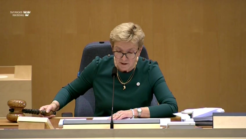 Stillbild från debatten i kammaren