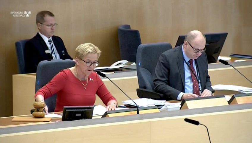 Stillbild från debatten i kammaren