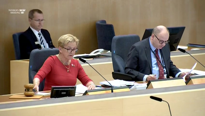 Stillbild från debatten i kammaren