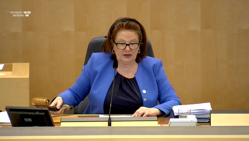 Stillbild från debatten i kammaren