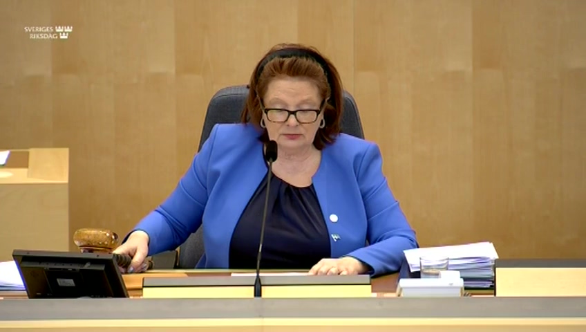 Stillbild från debatten i kammaren