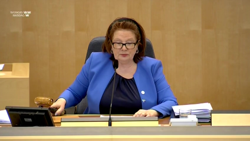 Stillbild från debatten i kammaren