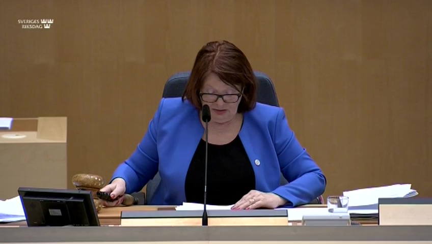Stillbild från debatten i kammaren