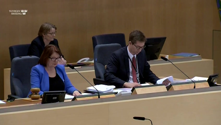 Stillbild från debatten i kammaren
