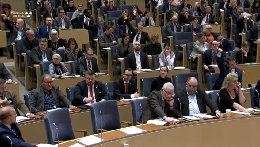 Stillbild från debatten i kammaren