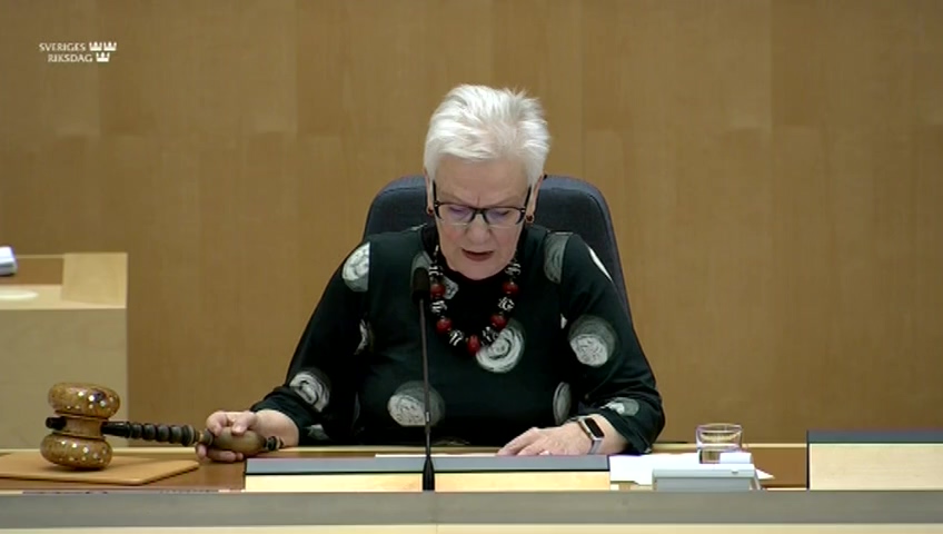 Stillbild från debatten i kammaren