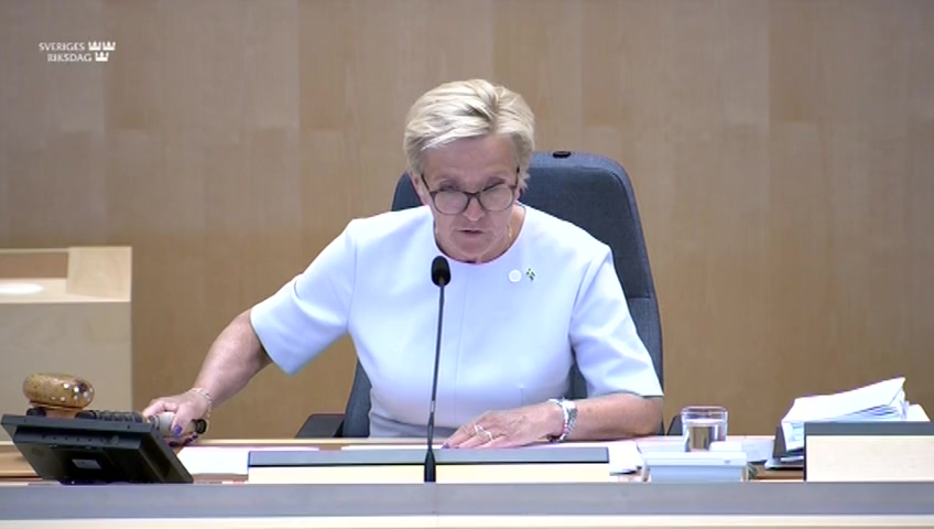 Stillbild från debatten i kammaren