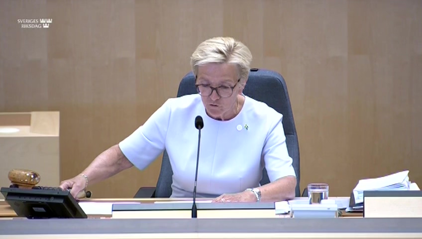 Stillbild från debatten i kammaren