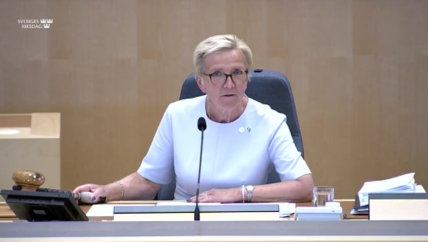 Stillbild från debatten i kammaren