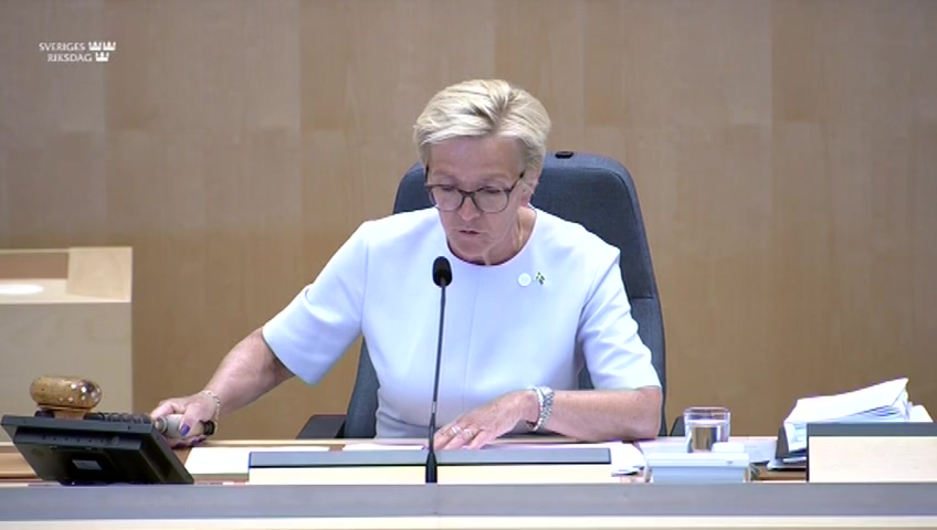 Stillbild från debatten i kammaren