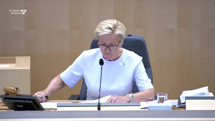 Stillbild från debatten i kammaren