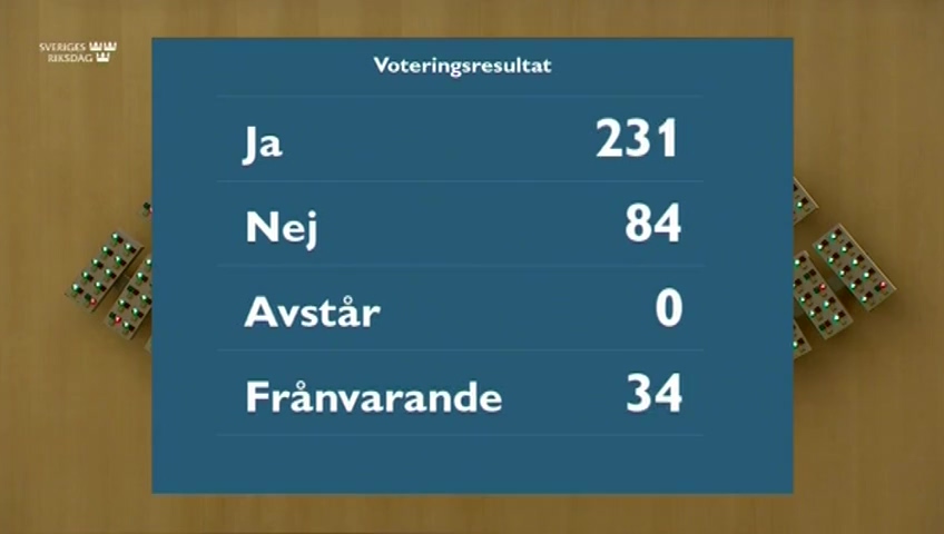 Stillbild från debatten i kammaren