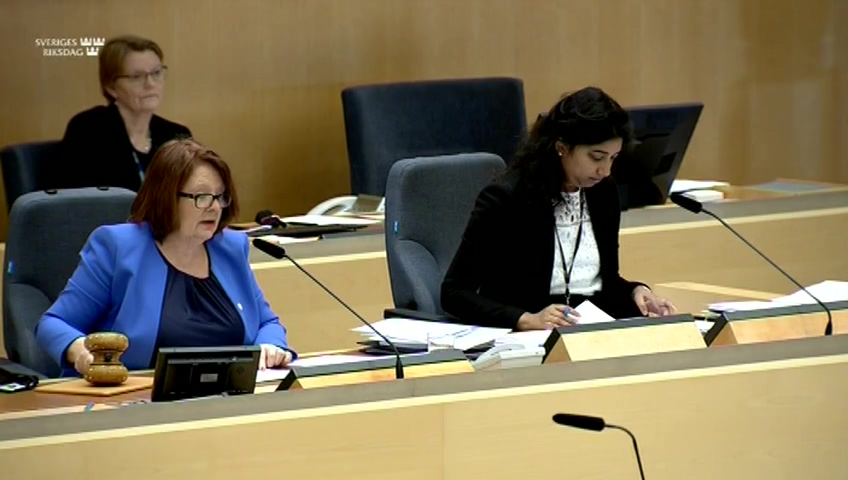 Stillbild från debatten i kammaren