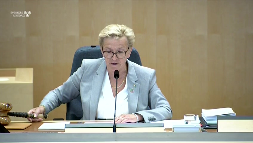 Stillbild från debatten i kammaren