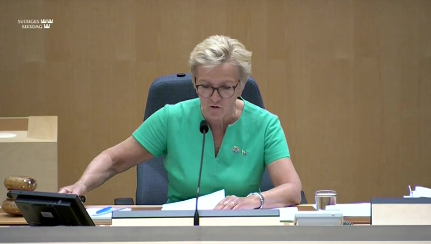 Stillbild från debatten i kammaren