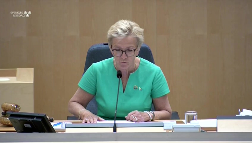 Stillbild från debatten i kammaren