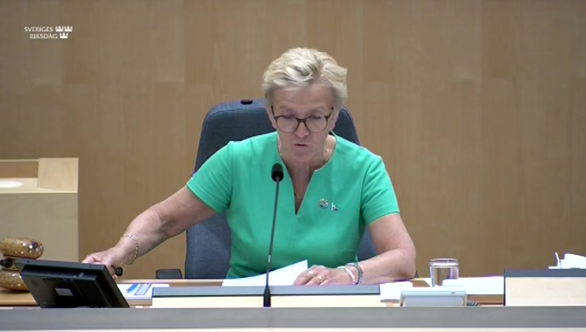 Stillbild från debatten i kammaren