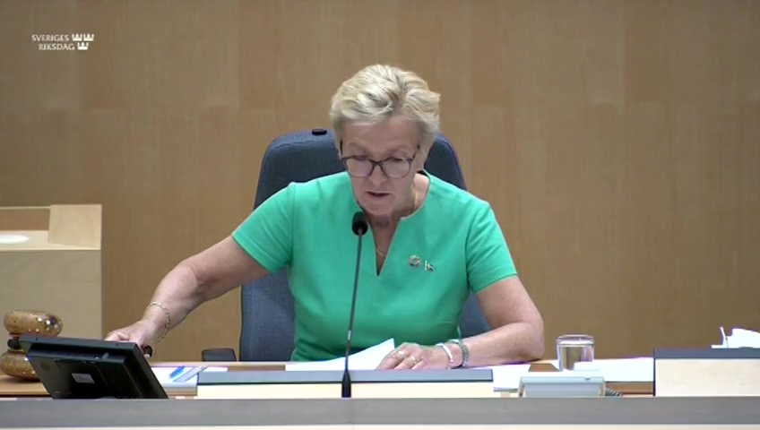 Stillbild från debatten i kammaren
