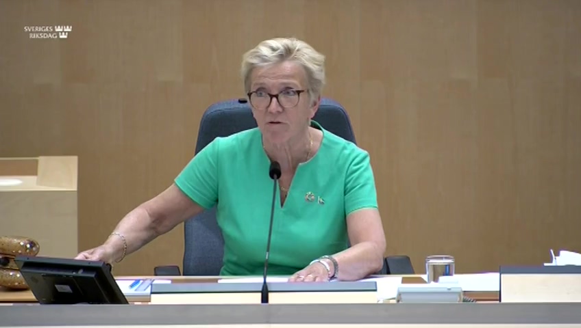 Stillbild från debatten i kammaren
